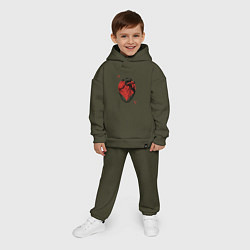 Детский костюм оверсайз Черви огромное сердце, цвет: хаки — фото 2