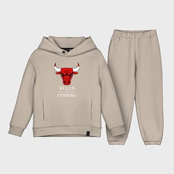 Детский костюм оверсайз Chicago Bulls are coming Чикаго Буллз, цвет: миндальный