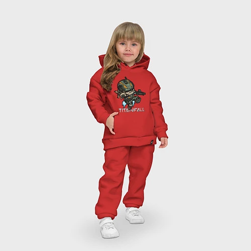 Детский костюм оверсайз Титанфол арт нарисованный карандашом TITANFALL / Красный – фото 3