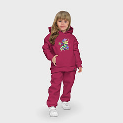Детский костюм оверсайз Cool Dino Skater Neon, цвет: маджента — фото 2