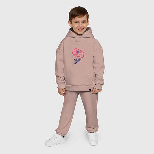 Детский костюм оверсайз Мак, контурный рисунок, фактурная линия / Пыльно-розовый – фото 4