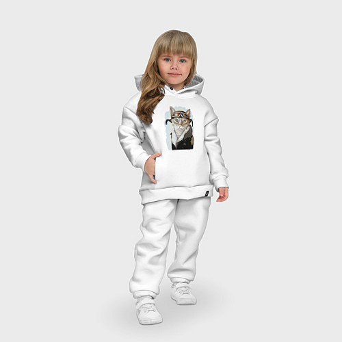 Детский костюм оверсайз Бравый кот пилот ВВС / Белый – фото 3