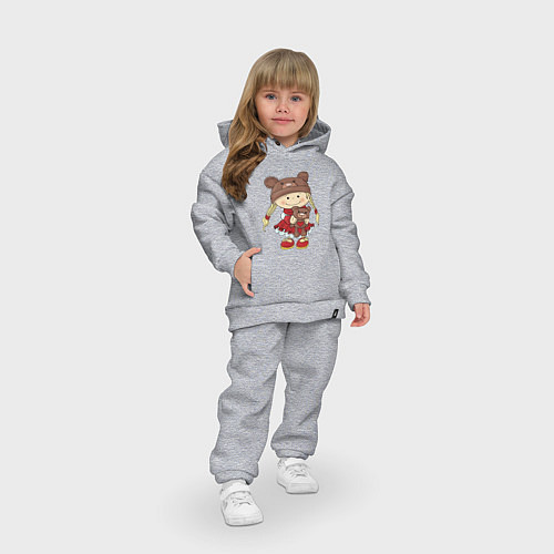 Детский костюм оверсайз GIRL WITH A TEDDY BEAR / Меланж – фото 3