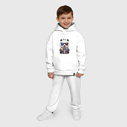 Детский костюм оверсайз Прикольный панда с попкорном и колой, цвет: белый — фото 2