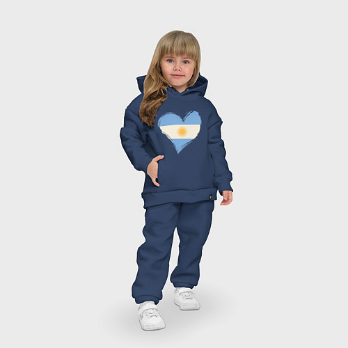 Детский костюм оверсайз Сердце - Аргентина / Тёмно-синий – фото 3
