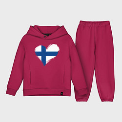Детский костюм оверсайз Сердце - Финляндия, цвет: маджента