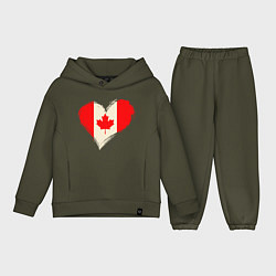 Детский костюм оверсайз Сердце - Канада, цвет: хаки