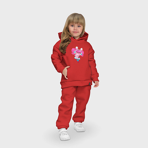 Детский костюм оверсайз Маленькая девочка с розовыми волосами / Красный – фото 3
