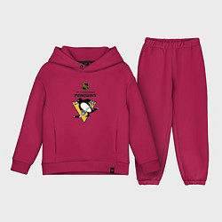 Детский костюм оверсайз Питтсбург Пингвинз НХЛ логотип, цвет: маджента