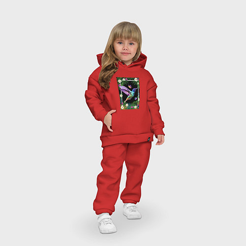 Детский костюм оверсайз Колибри в тропиках / Красный – фото 3