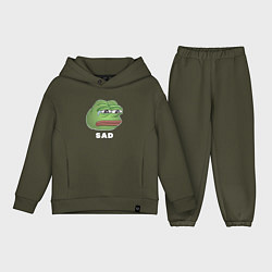 Детский костюм оверсайз Sad Pepe art, цвет: хаки