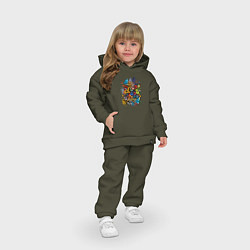 Детский костюм оверсайз Граффити лицо и монстрики, цвет: хаки — фото 2