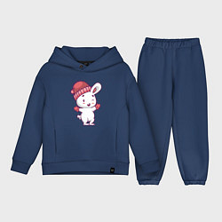Детский костюм оверсайз Зимний кролик, цвет: тёмно-синий
