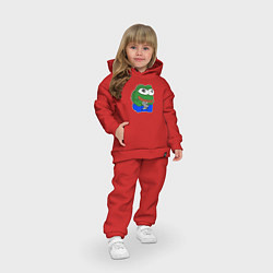 Детский костюм оверсайз Лягушонок Пепе с мышкой внимательно слушает, цвет: красный — фото 2