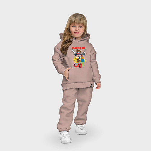 Детский костюм оверсайз Роблокс нубик / Пыльно-розовый – фото 3