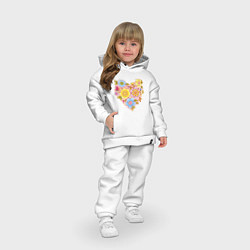 Детский костюм оверсайз Орнамент цветочный в форме сердца Любовь, цвет: белый — фото 2