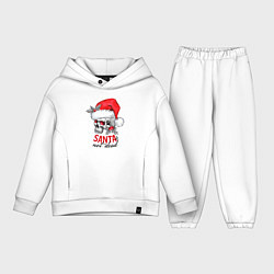 Детский костюм оверсайз Santa is not dead, skull in red hat, holly, цвет: белый