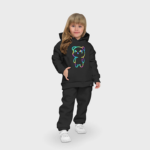 Детский костюм оверсайз Cool neon bear / Черный – фото 3