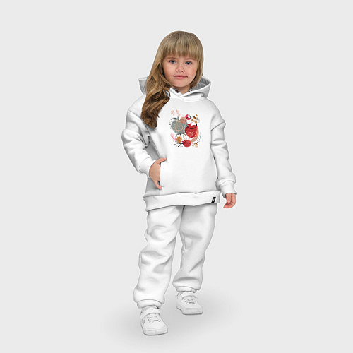 Детский костюм оверсайз Яблочки / Белый – фото 3