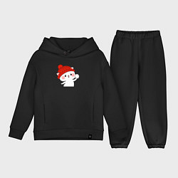 Детский костюм оверсайз Игра в снежки - белый котик, цвет: черный