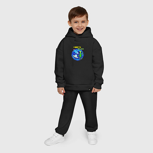 Детский костюм оверсайз Космос вселенная НЛО я хочу верить / Черный – фото 4