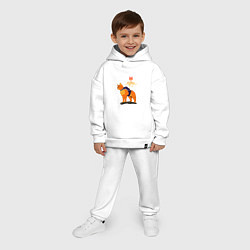 Детский костюм оверсайз Stray - cat logo, цвет: белый — фото 2