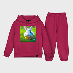 Детский костюм оверсайз Милый кролик в корзинке, цвет: маджента