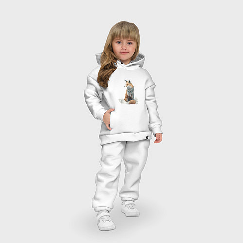 Детский костюм оверсайз Лисица в сугробах / Белый – фото 3