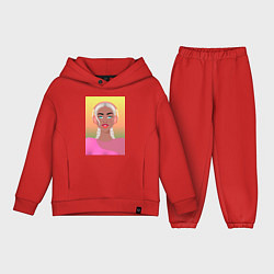 Детский костюм оверсайз Девушка меломан, цвет: красный