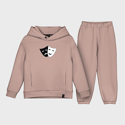 Детский костюм оверсайз Театральные маски грусти и радости, цвет: пыльно-розовый