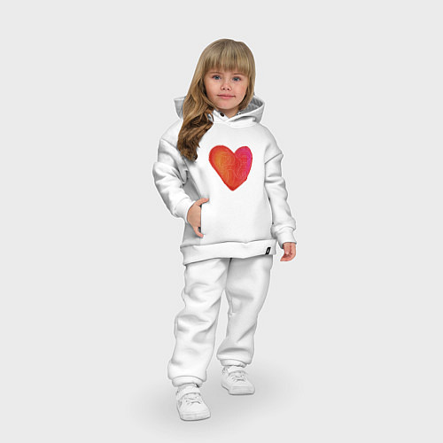 Детский костюм оверсайз Красное Сердце любовь / Белый – фото 3