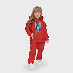 Детский костюм оверсайз Мардж Симпсон с кошкой - нейросеть - art, цвет: красный — фото 2