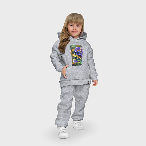 Детский костюм оверсайз Череп цвета ультрамарин - нейросеть - art / Меланж – фото 3