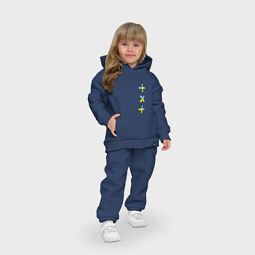 Детский костюм оверсайз TXT vertical logo / Тёмно-синий – фото 3
