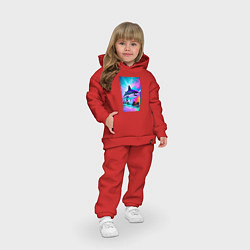 Детский костюм оверсайз Неоновая акула - нейросеть, цвет: красный — фото 2