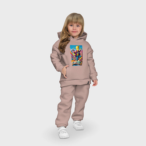 Детский костюм оверсайз Барт Симпсон скейтбордист - фантазия / Пыльно-розовый – фото 3