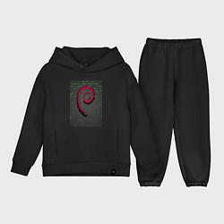 Детский костюм оверсайз Debian Linux, цвет: черный