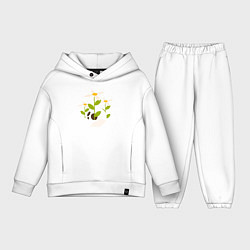 Детский костюм оверсайз Череп и цветочки, цвет: белый