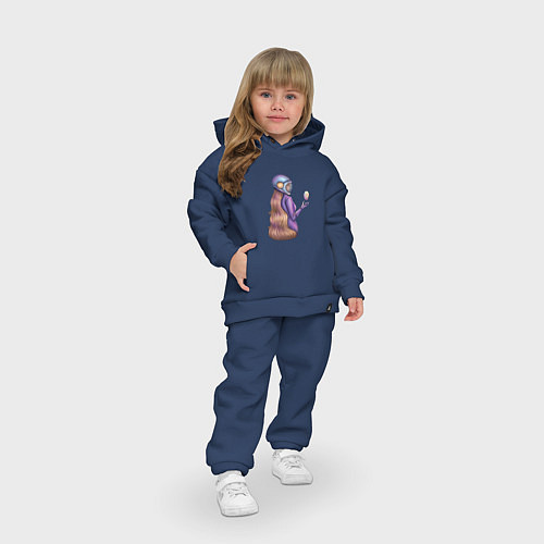 Детский костюм оверсайз Девушка в космосе / Тёмно-синий – фото 3