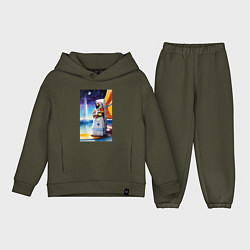 Детский костюм оверсайз Space Gioconda - neural network - cyberpunk, цвет: хаки