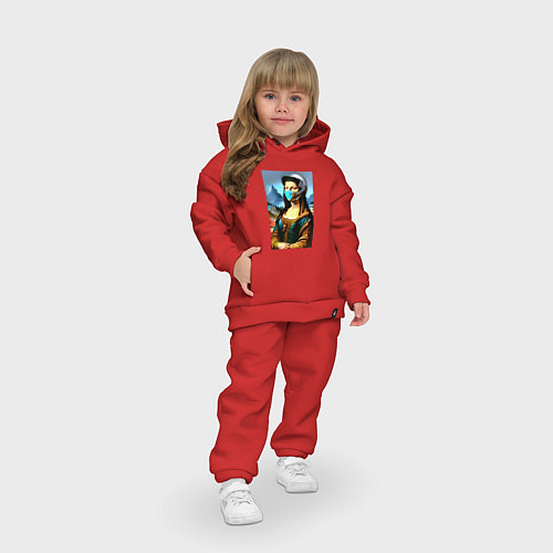 Детский костюм оверсайз Mona Lisa - cyberpunk - neural network / Красный – фото 3