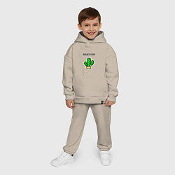 Детский костюм оверсайз Зеленый кактус, цвет: миндальный — фото 2