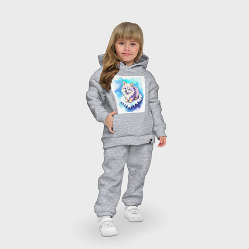 Детский костюм оверсайз Милый волчонок на льдинке / Меланж – фото 3