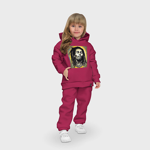 Детский костюм оверсайз Прекрасный Граффити Портрет Боб Марли / Маджента – фото 3