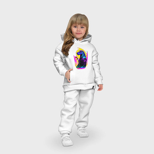 Детский костюм оверсайз Cool dinosaur - cyberpunk - neural network / Белый – фото 3