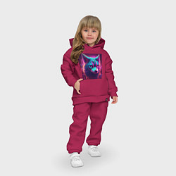 Детский костюм оверсайз Кибер-волк в неоновом свете, цвет: маджента — фото 2