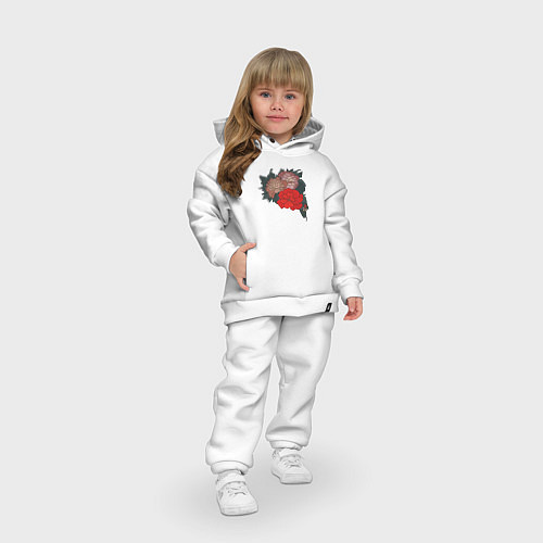 Детский костюм оверсайз Цветы Irezumi / Белый – фото 3