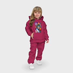 Детский костюм оверсайз Кот в комбинезоне - нейросеть, цвет: маджента — фото 2