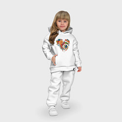 Детский костюм оверсайз Сердце с абстрактным узором, цвет: белый — фото 2