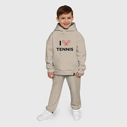 Детский костюм оверсайз I Love Tennis, цвет: миндальный — фото 2